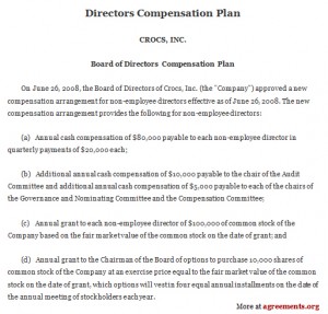 Director Compensation Plan Agreement