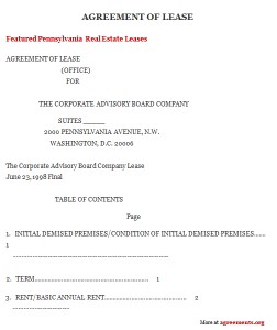 District of Columbia (DC) lease Agreement