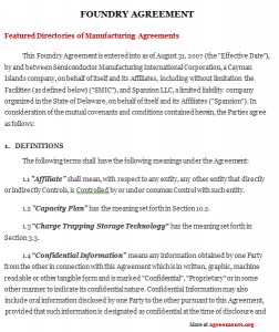 Foundry Agreement - agreements.org