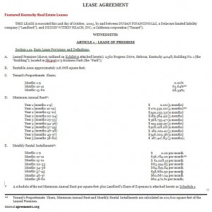 Kentucky Lease Agreement