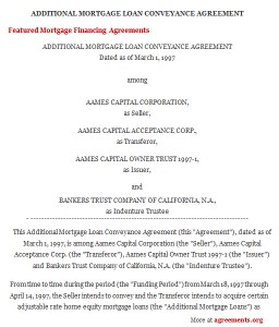 Mortgage Financing Agreement