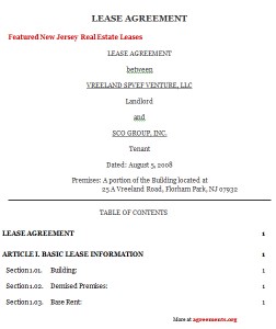 New Jersey Lease Agreement