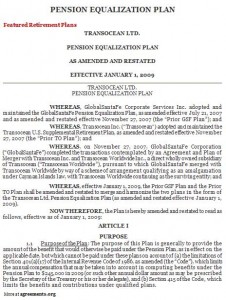 Pension Equalization Plan Agreement