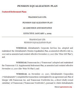 Pension Equalization Plan Agreement