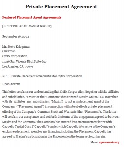 Private Placement Agreement