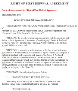 Right of First Refusal Agreement