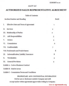Authorized Sales Representative Agreement