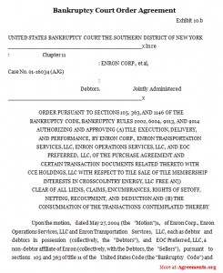 Bankruptcy Court Order Agreement