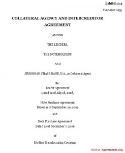 Collateral Agency and Inter-Creditor agreement