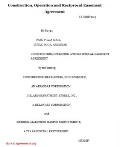 Construction, Operation and Reciprocal Easement Agreement