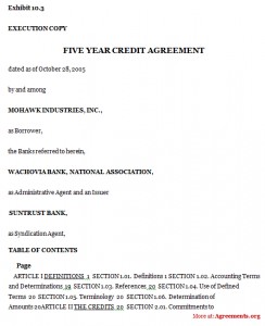 Five Year Credit Agreement