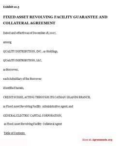 Fixed Asset Revolving Facility Guarantee and Collateral Agreement