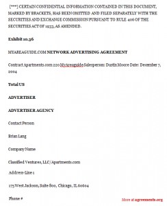 Network Advertising Agreement