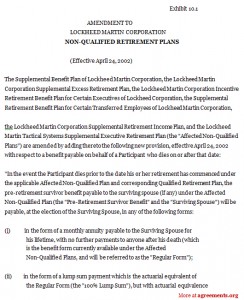 Non-Qualified Retirement Plans Agreement