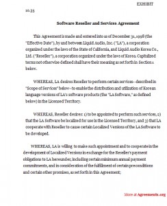 Software Reseller and Services Agreement