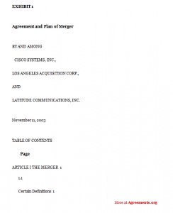 Agreement and plan of merger
