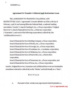 Agreement to transfer collateral and restructure loan