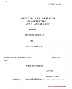 Amended & Restated Construction Loan Agreement