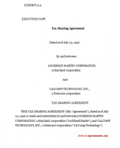 Tax sharing agreement