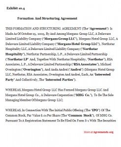 FORMATION AND STRUCTURING AGREEMENT