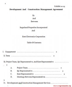 Development & Construction MGMT Agreement