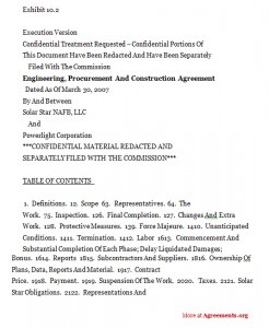Engineering, Procurement & Construction Agreement