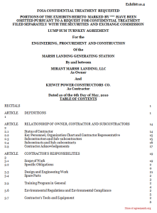Procurement and Construction Agreement